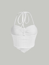Solid Drawstring Halter Top